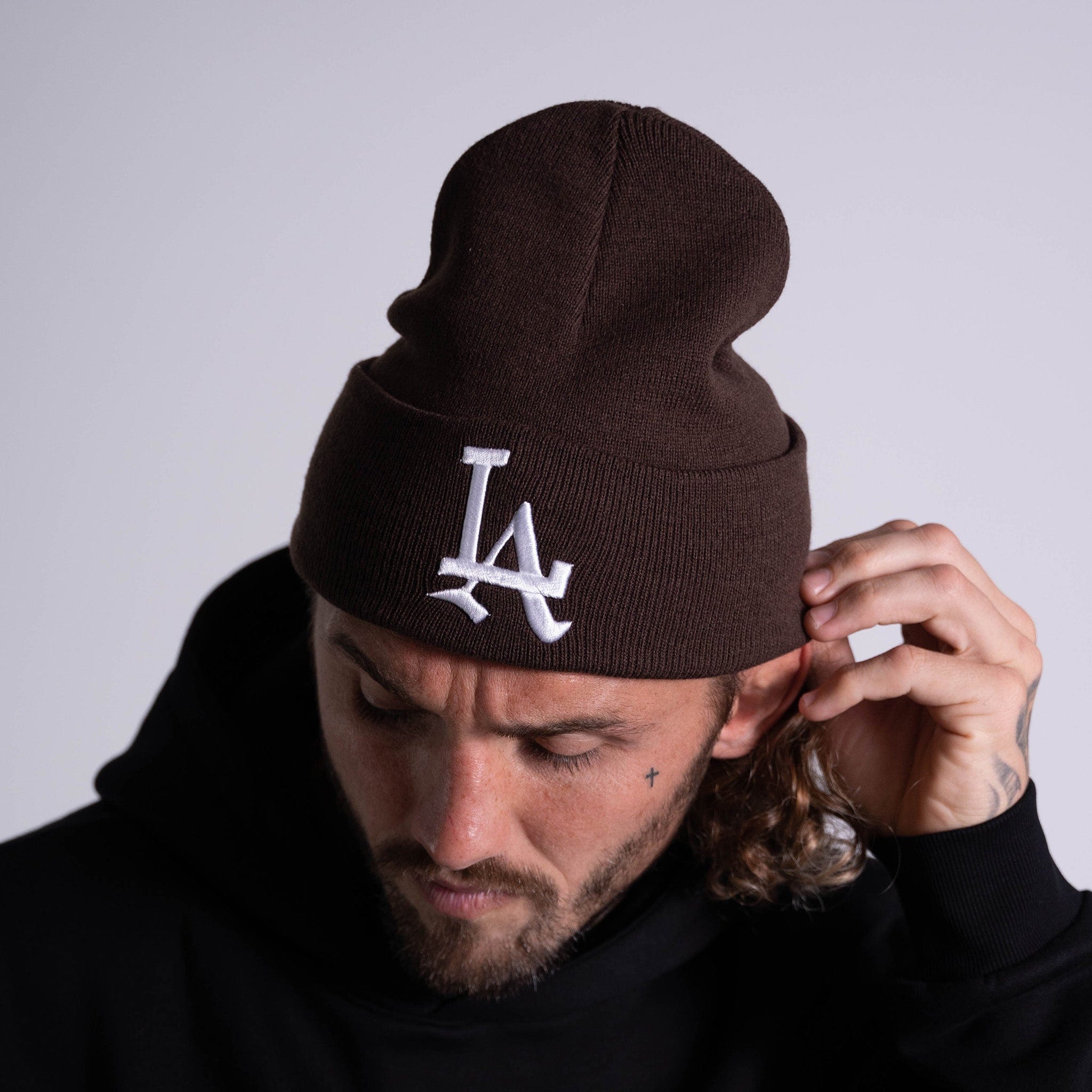 LA Beanie in Mocha Brown