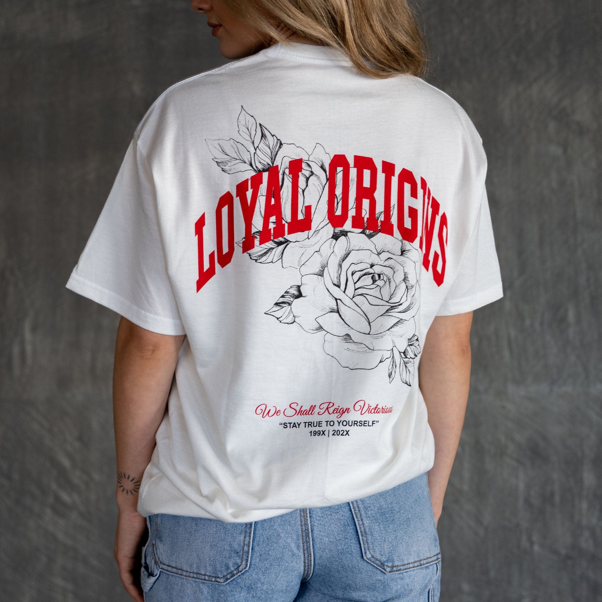 'Roses' Tee in Pure White Tees Loyal Origins 