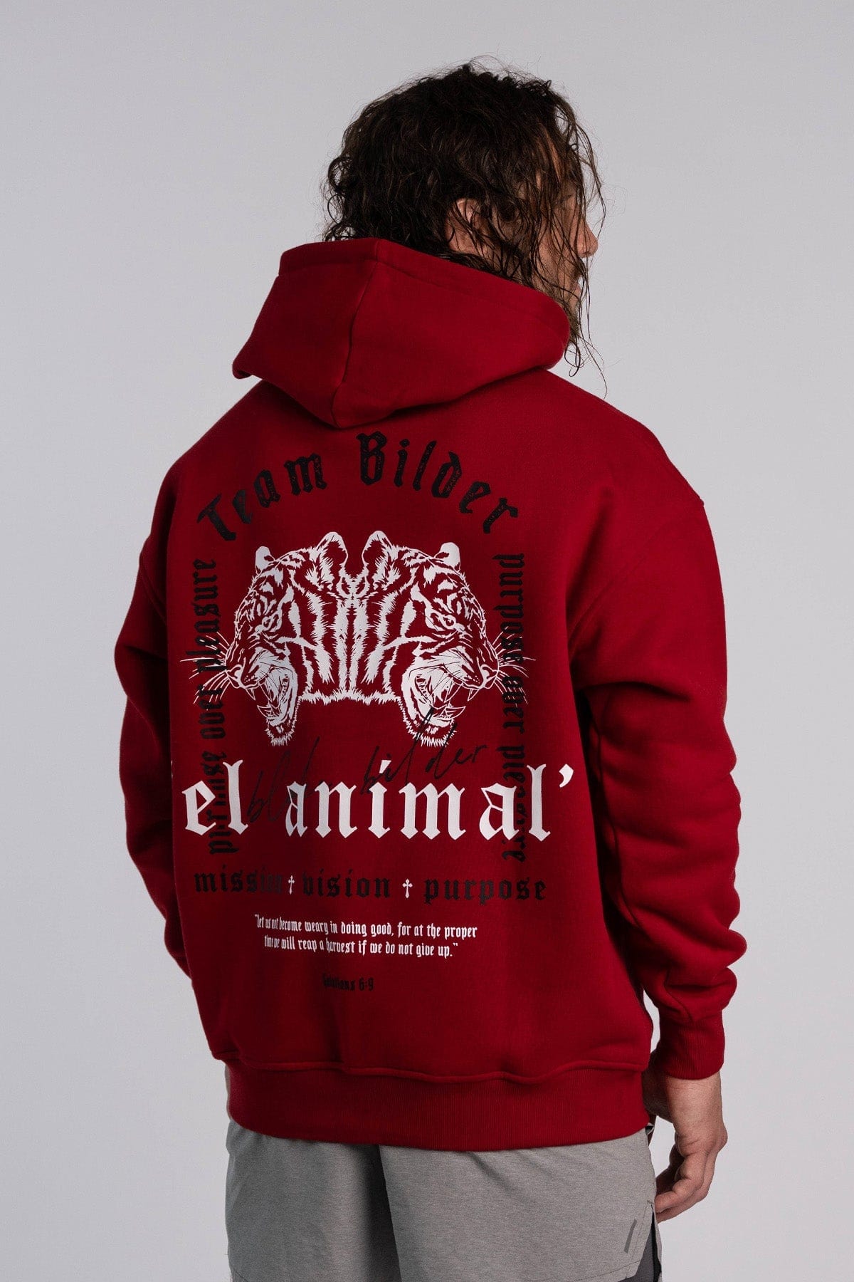 'El Animal' Heavyweight Hoodie in Crimson Red