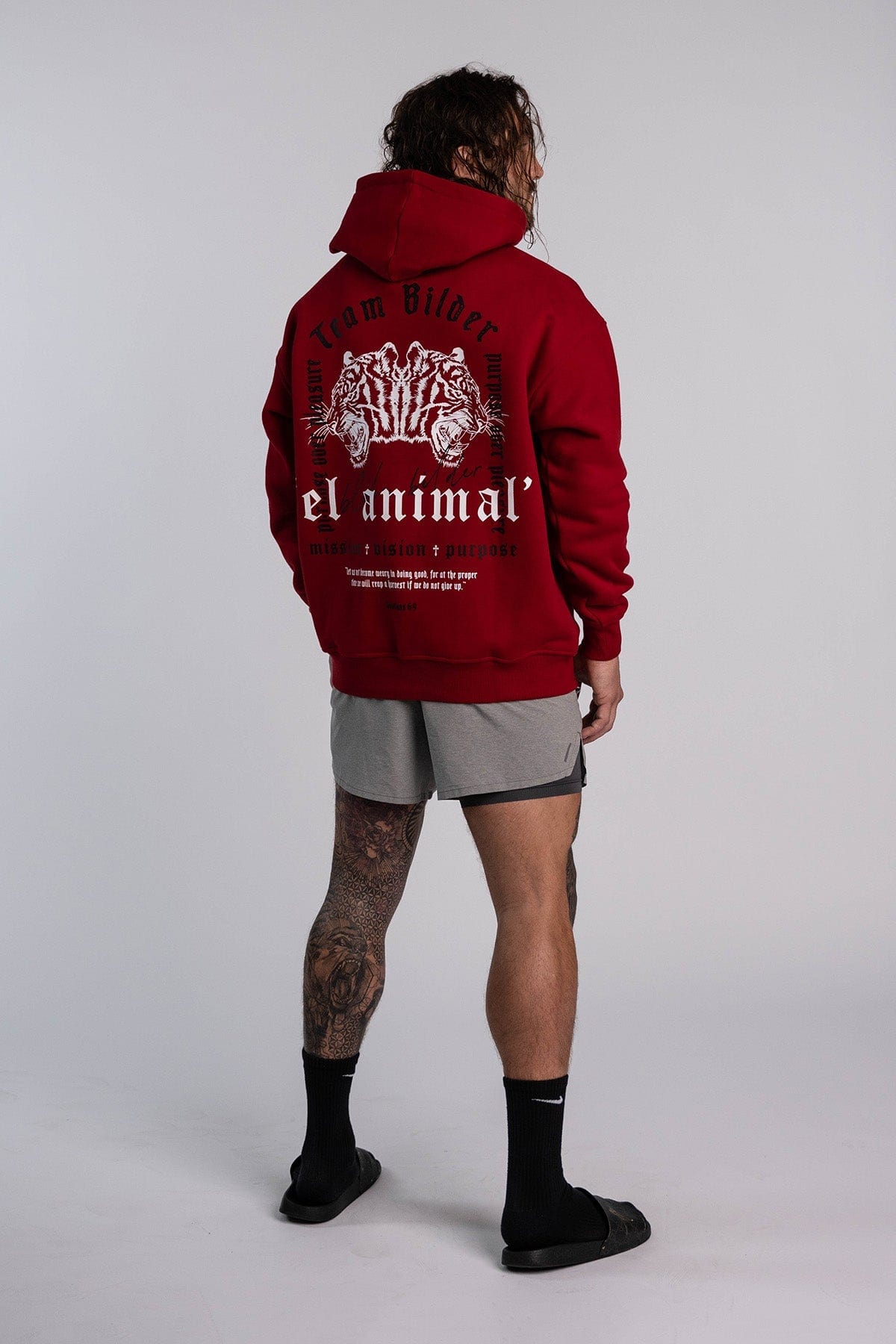 'El Animal' Heavyweight Hoodie in Crimson Red