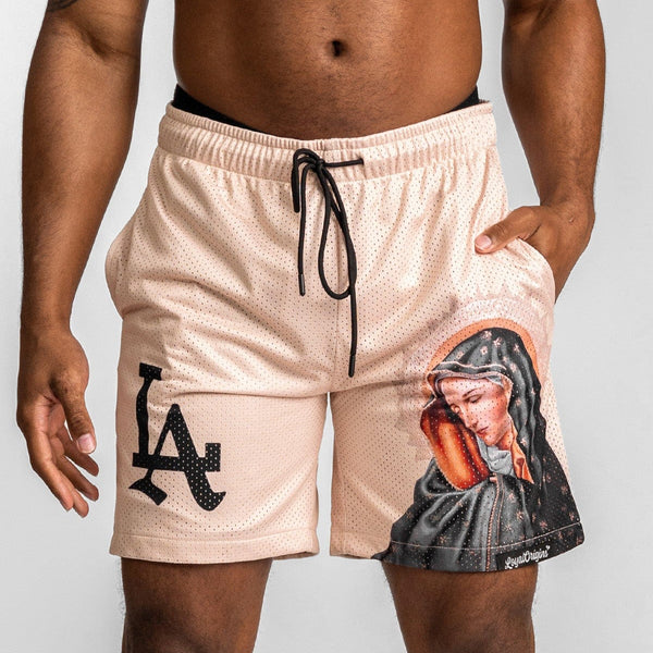 LoyalOrigins Baby Blue La 'Ave Maria' Premium Mesh Shorts