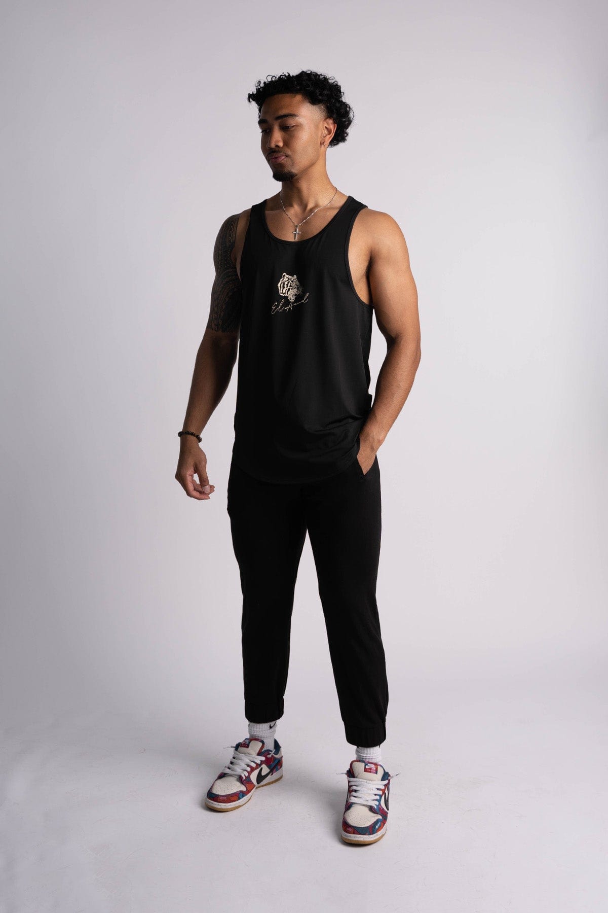 'El Animal' Premium Drop-Cut Tank Top in Black