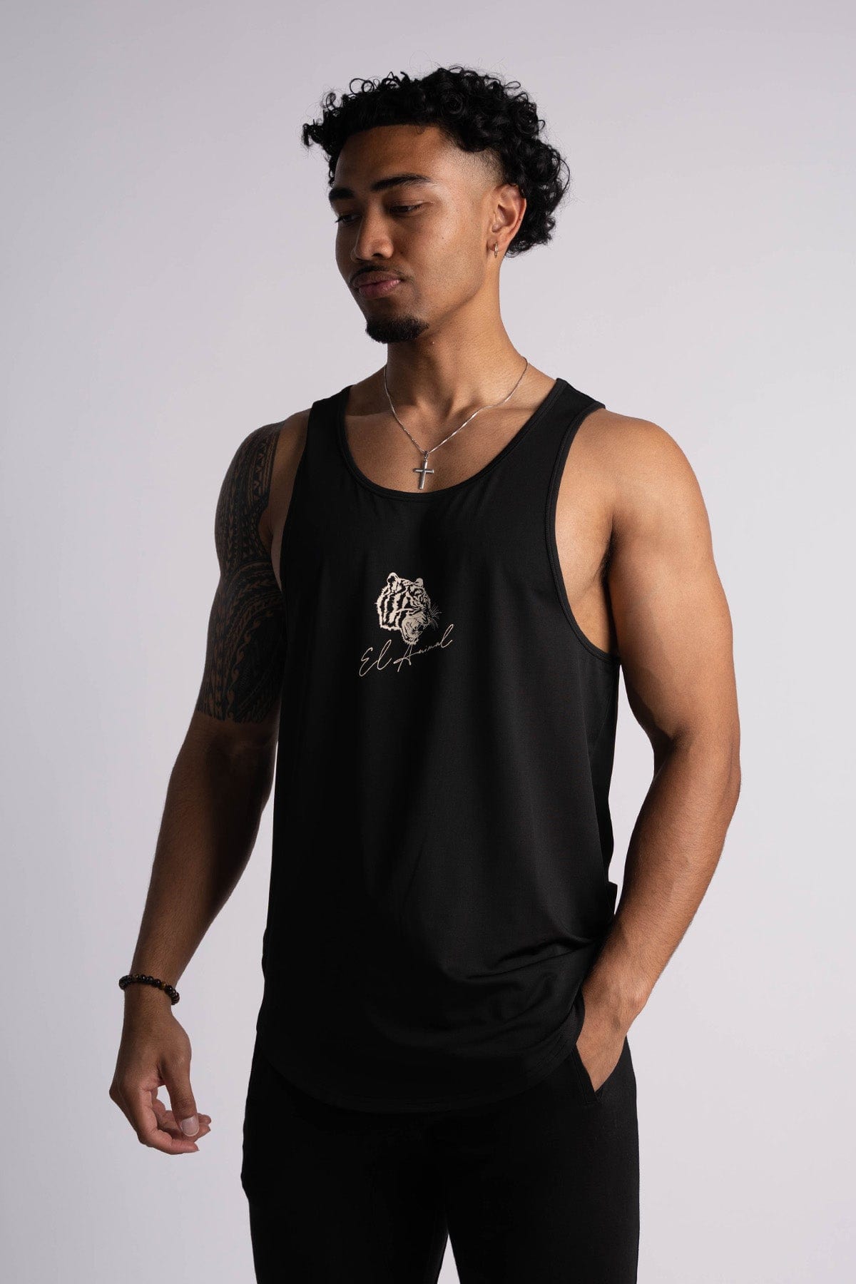 'El Animal' Premium Drop-Cut Tank Top in Black