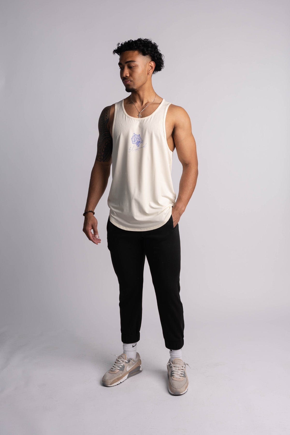 'El Animal' Premium Drop-Cut Tank Top in Off White