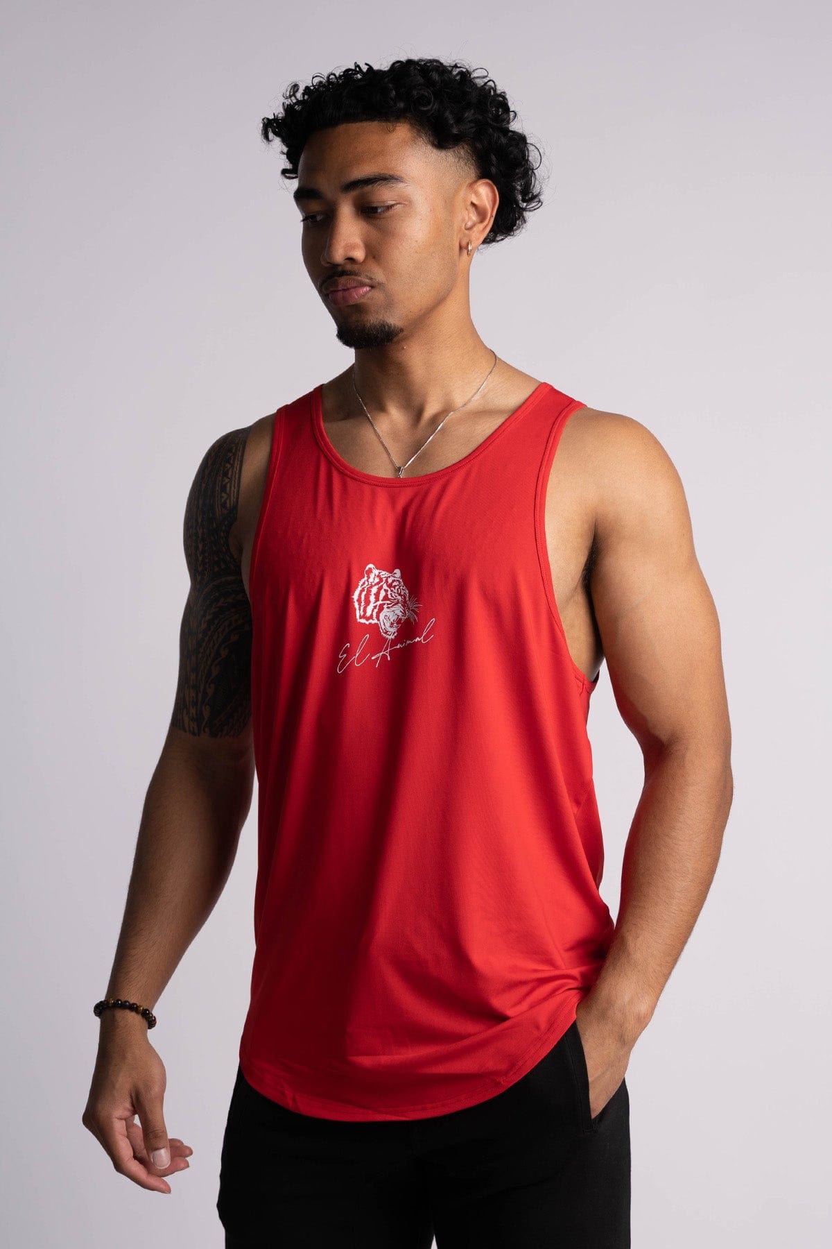 'El Animal' Premium Drop-Cut Tank Top in Red