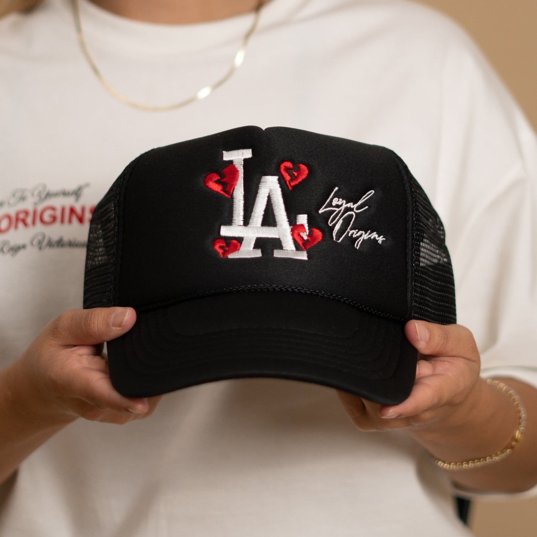 LA Signature Trucker in Black Trucker Hats Loyal Origins 