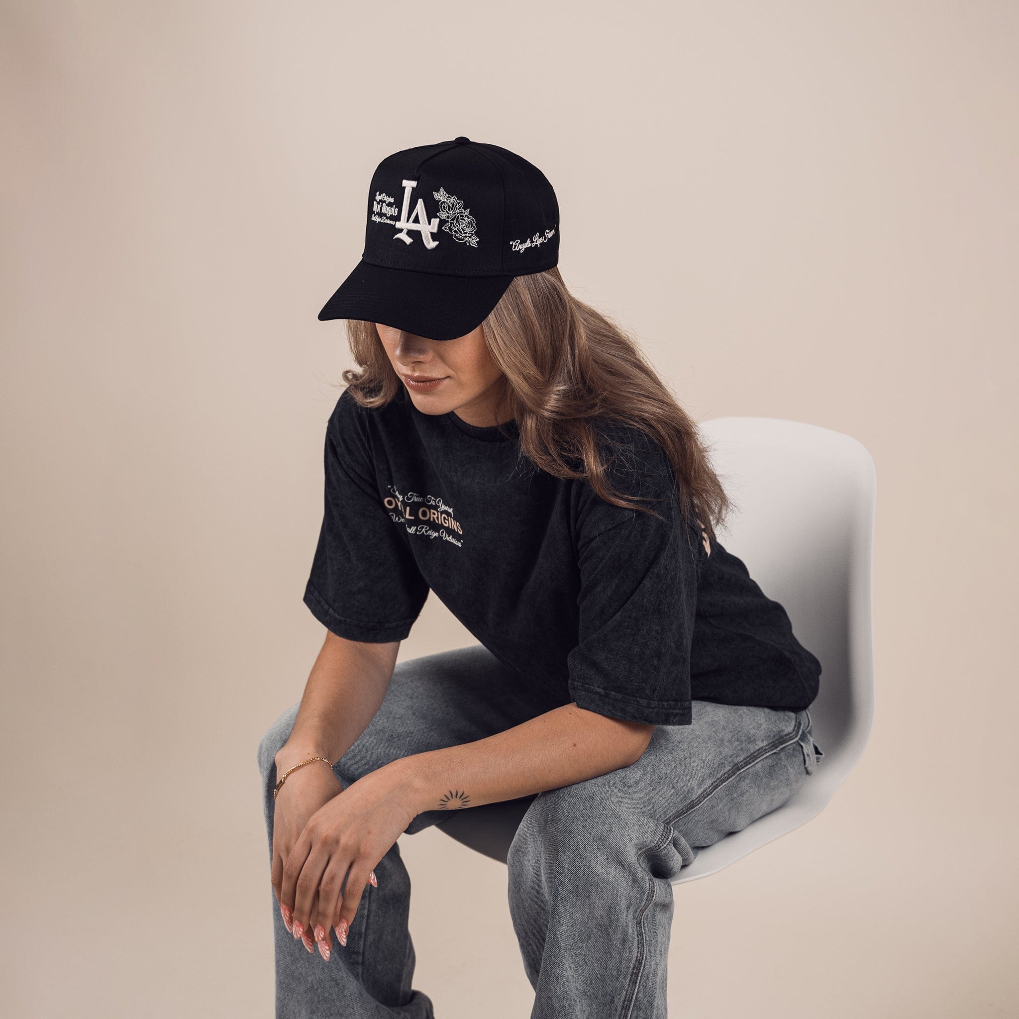 LA 'Roses' Premium Snapback (Midnight Black) Headwear Loyal Origins 