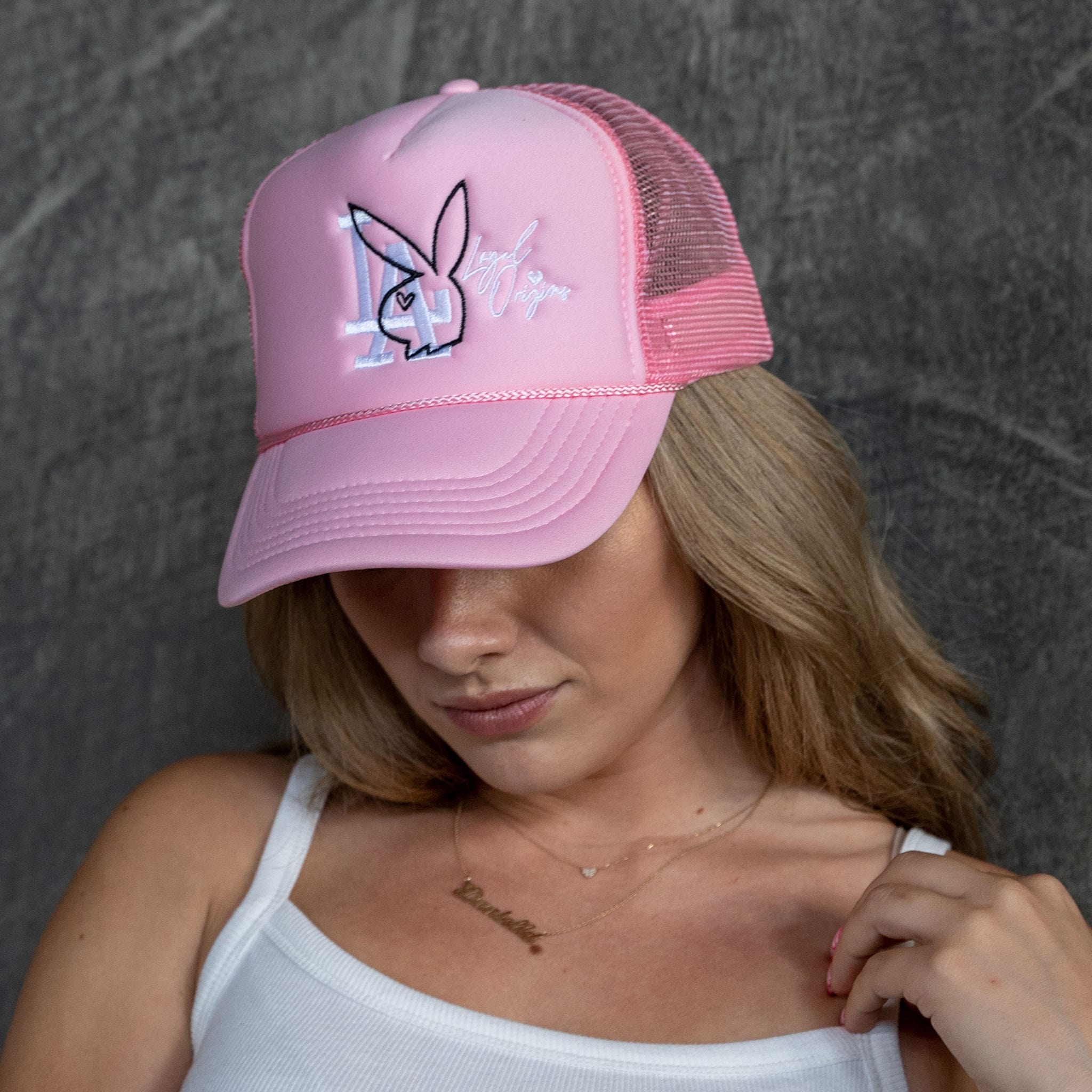 LA Bunny Signature Trucker in Light Pink Trucker Hats Loyal Origins 